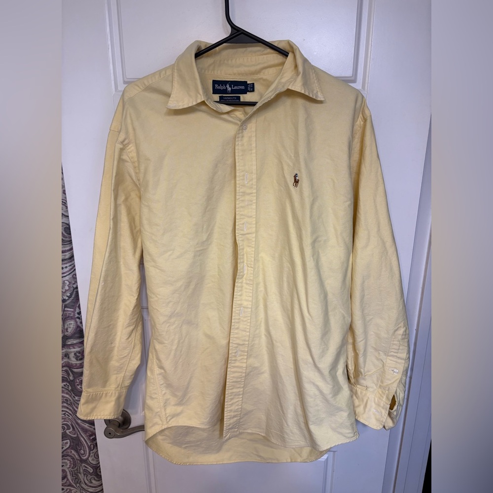 Ralph Lauren Men's Light Yellow Button Down Shirt